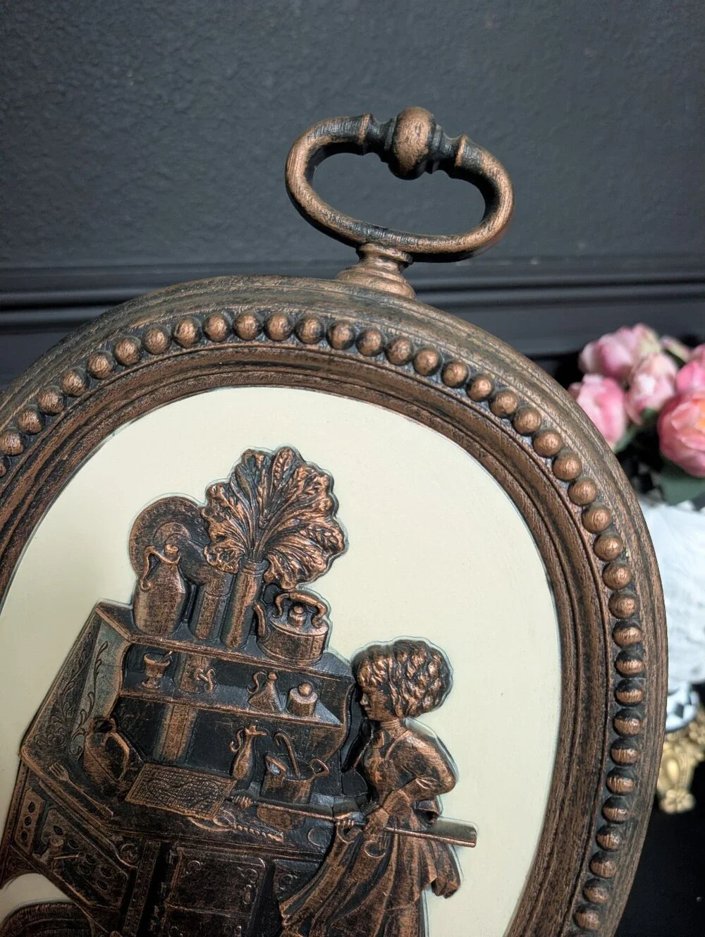 Vintage, set of 2,  Victorian Style Coppercraft Guild Dart 3D Wall Plaque